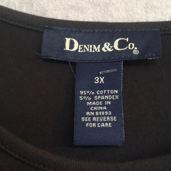 Denim & Co Cotton Stretch Knit Wardrobe Staple Basic Black Top - Picture 9 of 9